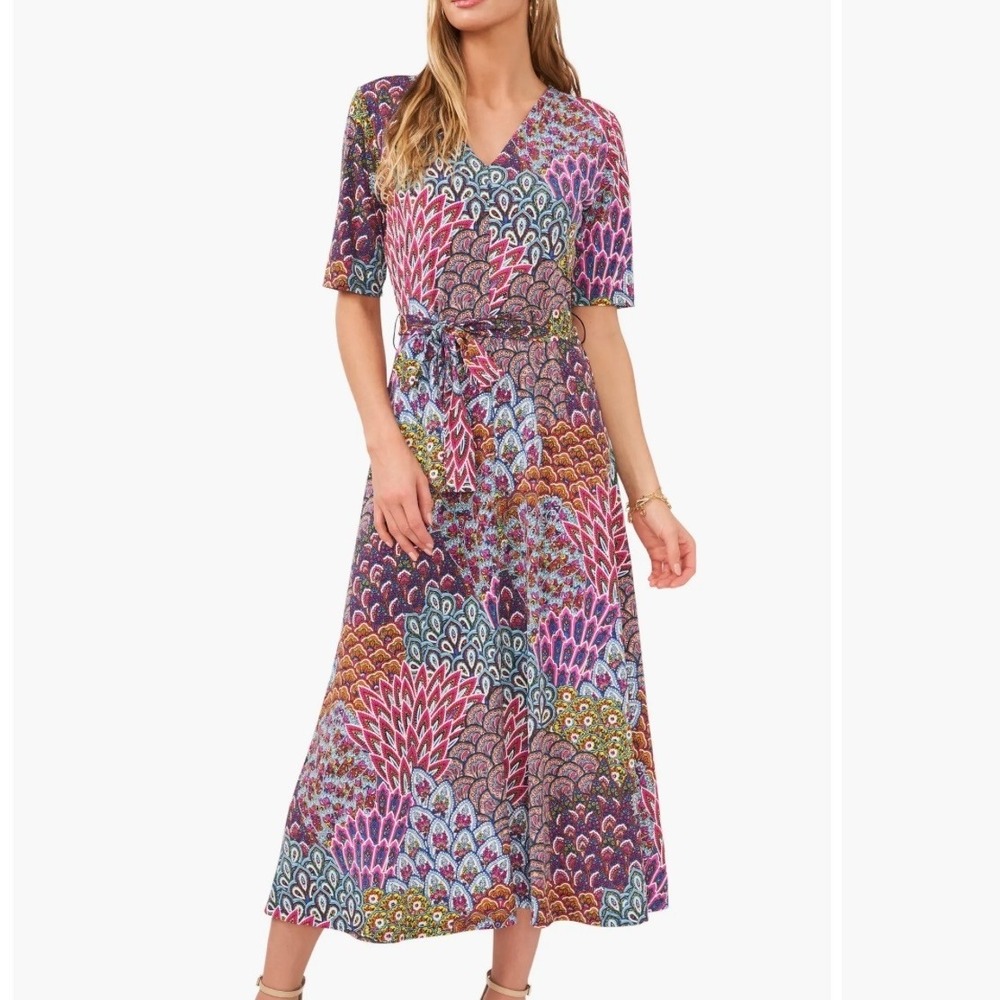 Chaus New York Womens Multi Color Paisley Floral Maxi Dress M Wedding Guest